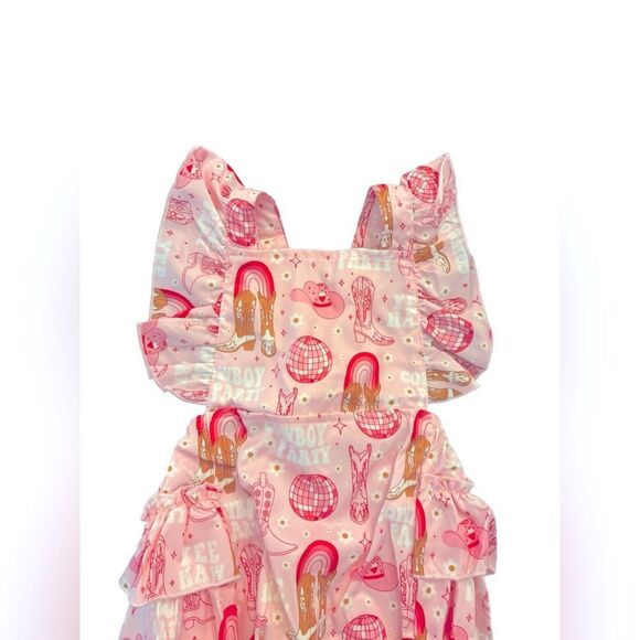 SHEIN Kids Pink Cowboy Party Ruffle Romper Girls NWT Size 12-18 Months 6 0467 - Picture 3 of 6